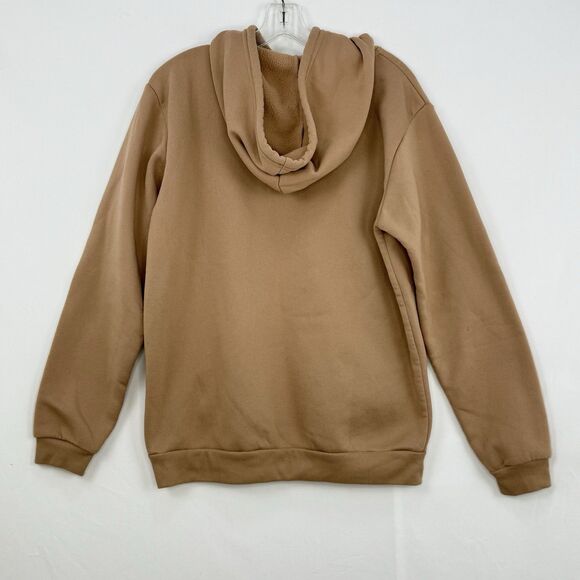 Women’s Hoodie Sweatshirt Brown Kangaroo Pocket Hood Size L - Picture 2 of 16